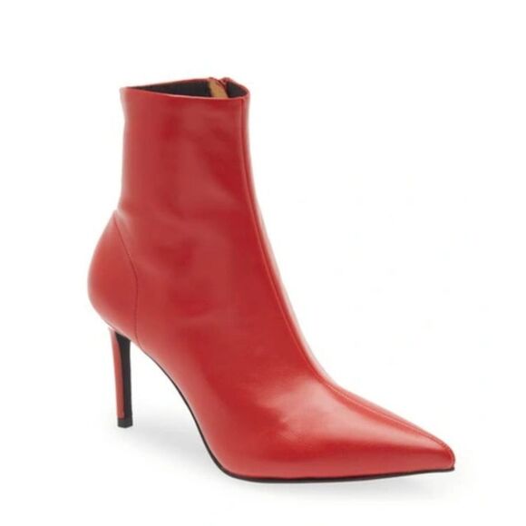 New Jeffrey Campbell Nixie Pointed Toe Bootie red ankle high heel